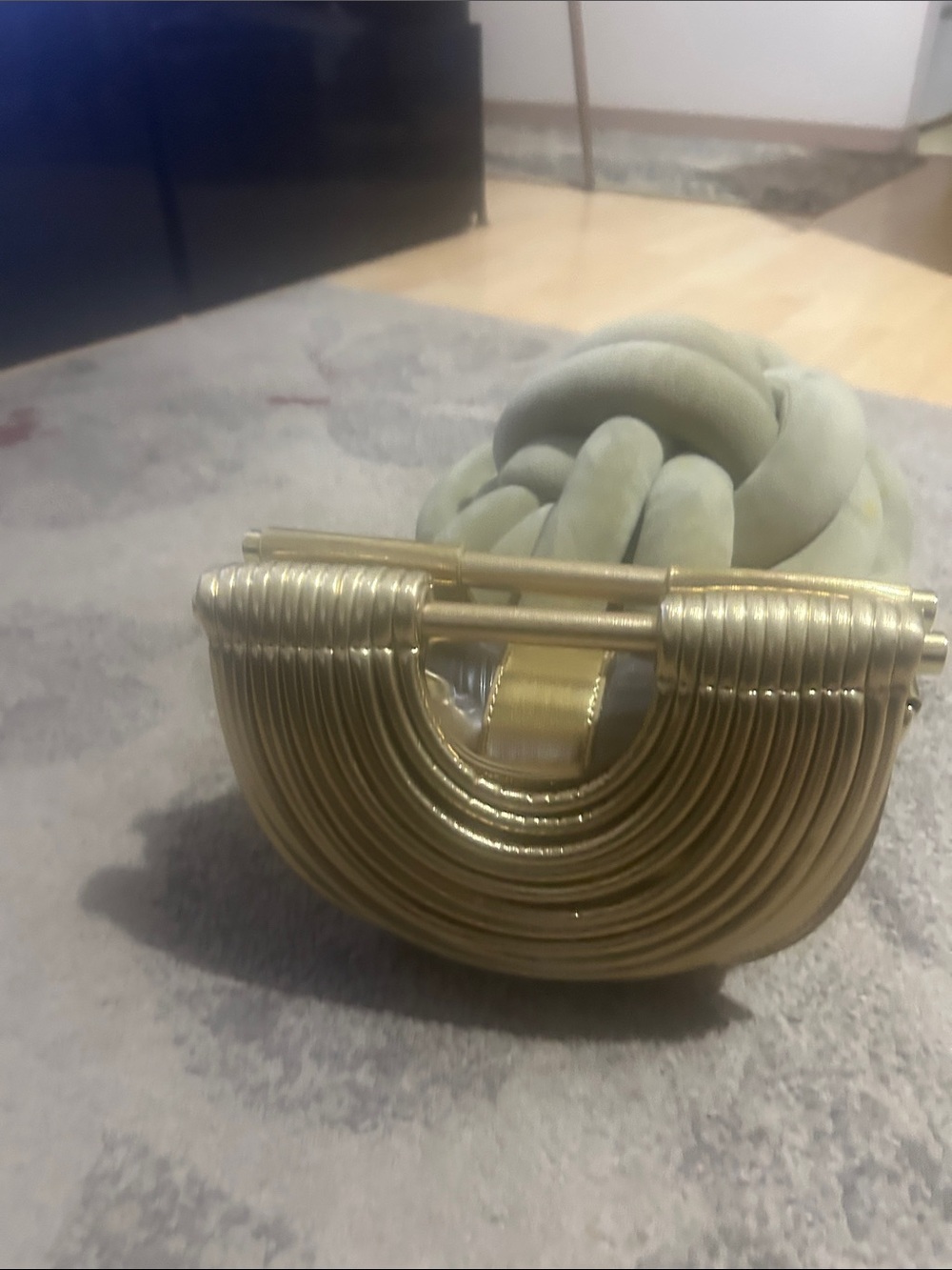 Gold Metallic Half-Moon Clutch Bag